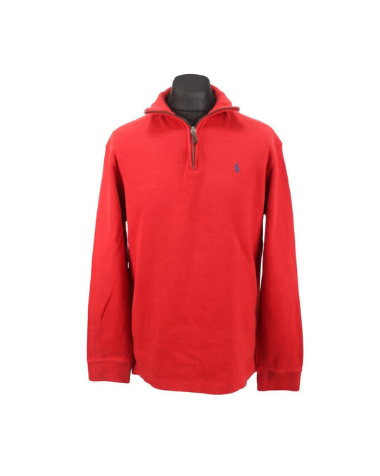 POLO RALPH LAUREN Sweater Jumper Red Cotton Zip Neck Men's Size M