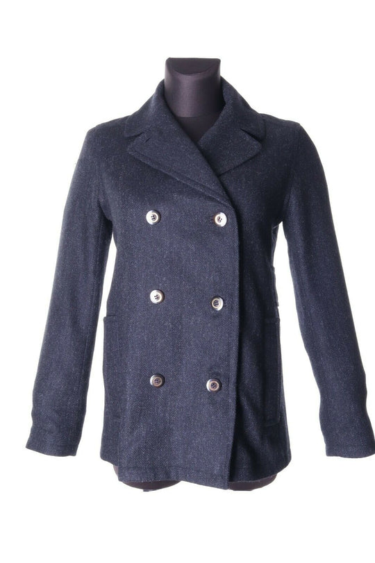 Women's APC Grey Wool Double-Breasted Short Coat Size s