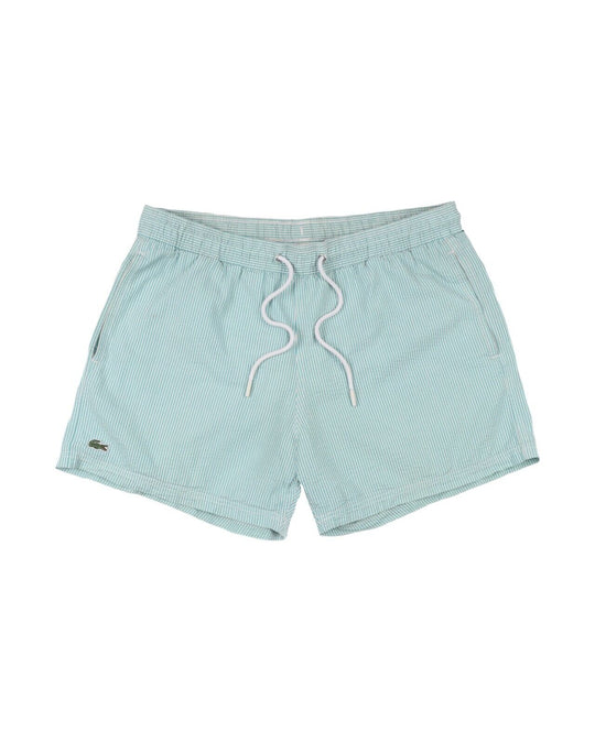 LACOSTE Swim Shorts Green Striped Nylon Mens Bermuda Size L