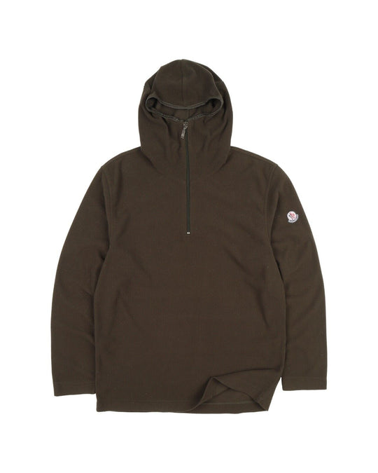 RARE Vintage MONCLER Zip Neck Ninja Hooded Fleece Logo Sweater Mens Size S