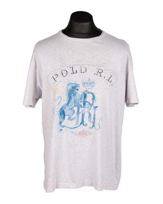 POLO RALPH LAUREN Tee T - Shirt Gray Big Logo Cotton  Men's Size M