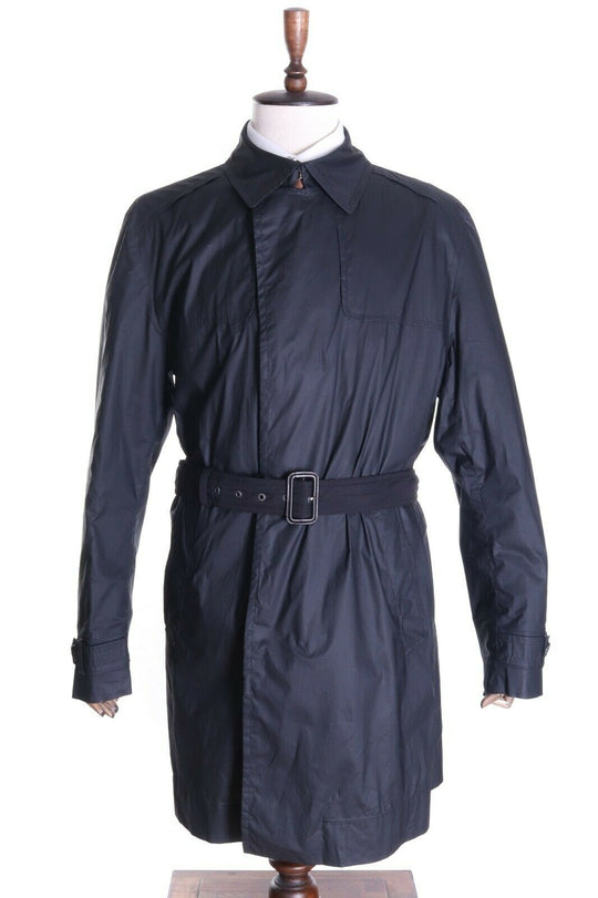Men's HUGO BOSS Black 100% Cotton Belted Fritch Trench Coat Size 56