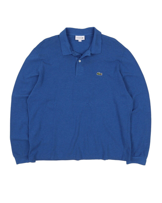 Men's LACOSTE Blue Pique Cotton Long Sleeve Polo Shirt Size 6 / XL