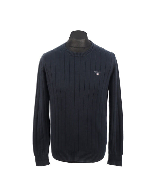 GANT Jumper Cable Knit Blue Cotton Men's Crew Neck Size M