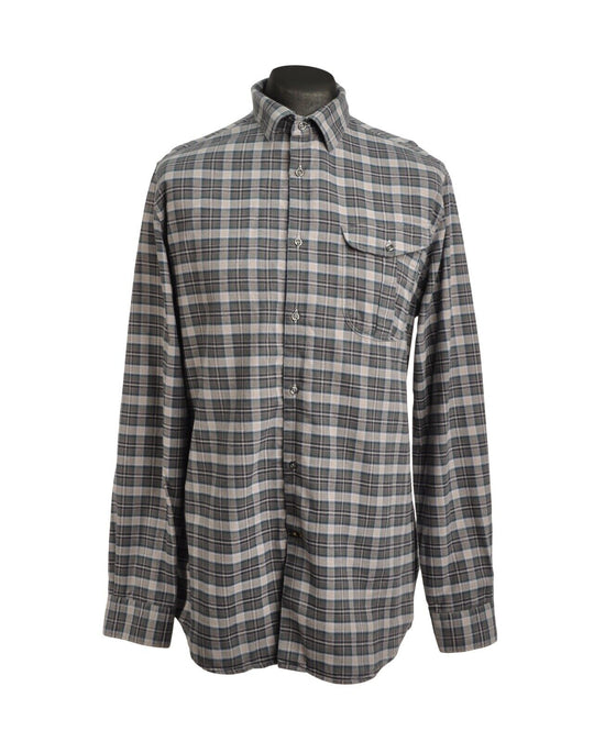 BARBOUR For LAND ROVER Shirt Grey Check Cotton Men's Size L
