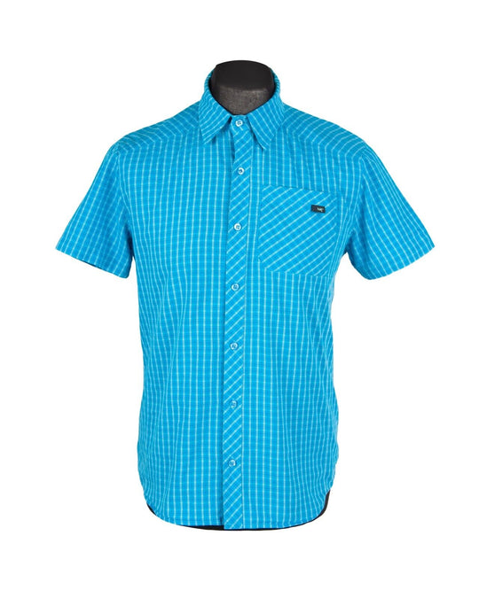 ARCTERYX Shirt Blue Check Cotton Men's Short Sleeve Outdoor Size S