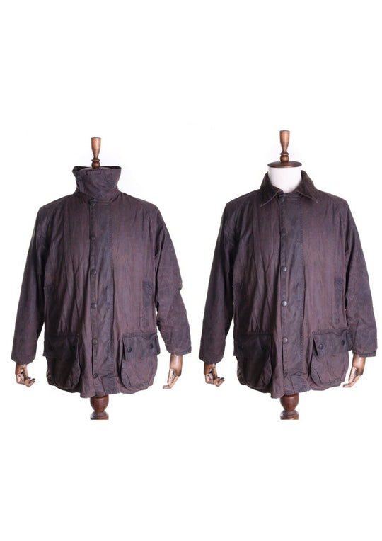 Men's BARBOUR Brown A190 BEAUFORT Waxed Cotton Jacket Size C44 / 112 cm