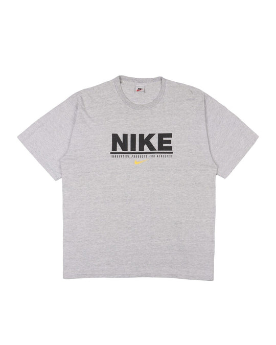 Vintage NIKE T-Shirt Gray Cotton Men's Big Logo Short Sleeve Tee Size XL