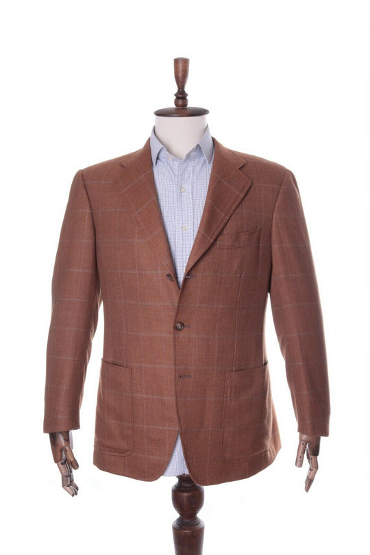 Men's PAL ZILERI Sartoriale Brown Check 100% Wool Blazer Size 40 UK 50 IT