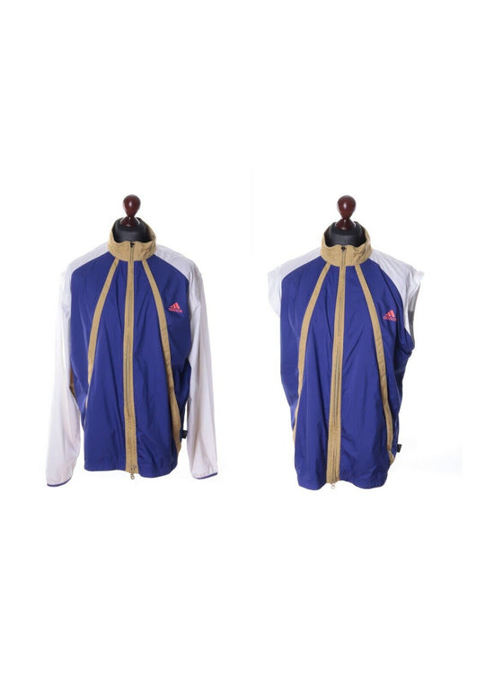 Men's ADIDAS Vintage Navy Full Zip Track Jacket / Vest Detachable Sleeves Sz XL