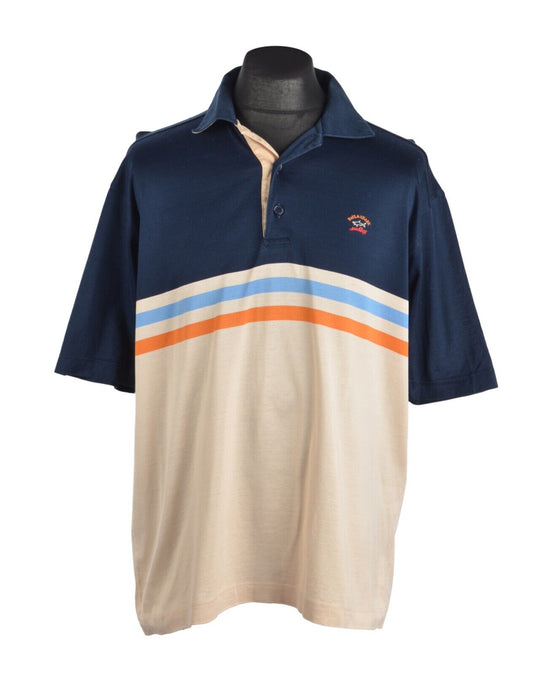 Men's PAUL & SHARK Multicolour Striped Short Sleeve Polo Shirt Size XL
