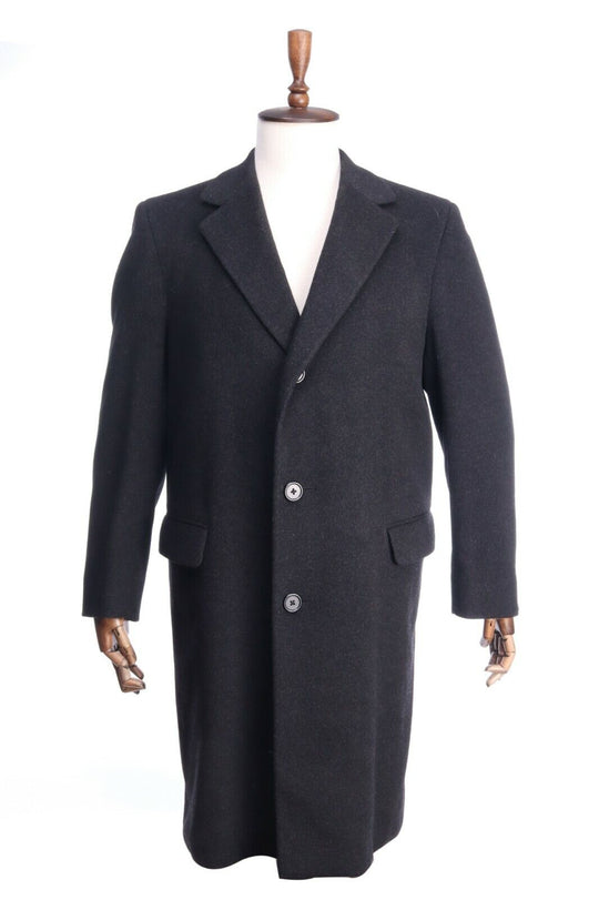 Men's AQUASCUTUM Black Lambswool Coat Mid-Length Size 40 R