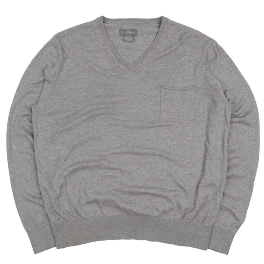 Men's ZADIG VOLTAIRE Grey Silk Cotton Cashmere V Neck Jumper Size L