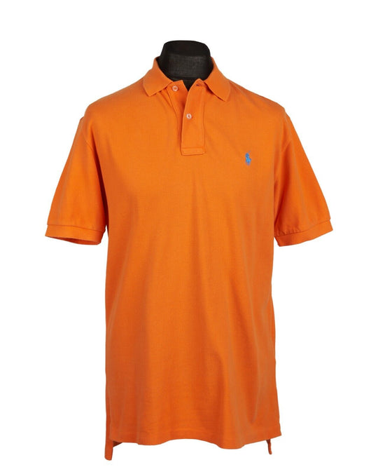 POLO RALPH LAUREN Polo Shirt Orange Cotton Mens Pique Top Medium