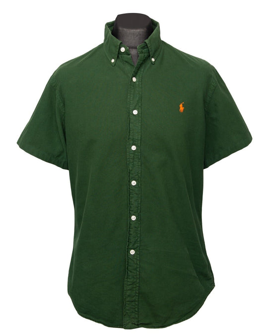 RALPH LAUREN Shirt Green Cotton Men's Button Down Slim Fit Size L
