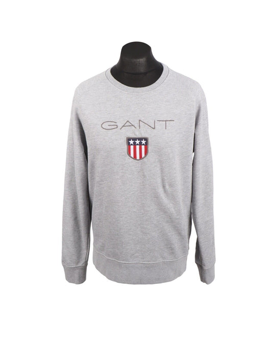 GANT Sweatshirt Logo Gray Melange Cotton Men's Size XL