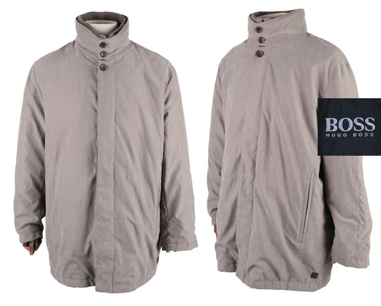 Men's HUGO BOSS Grey Double Collar Jacket Coat Size 42 / 52