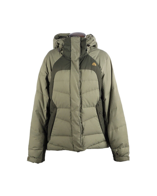 Vintage NIKE ACG Puffer Olive  Green Women's Outdoor Hooded Jacket Size L