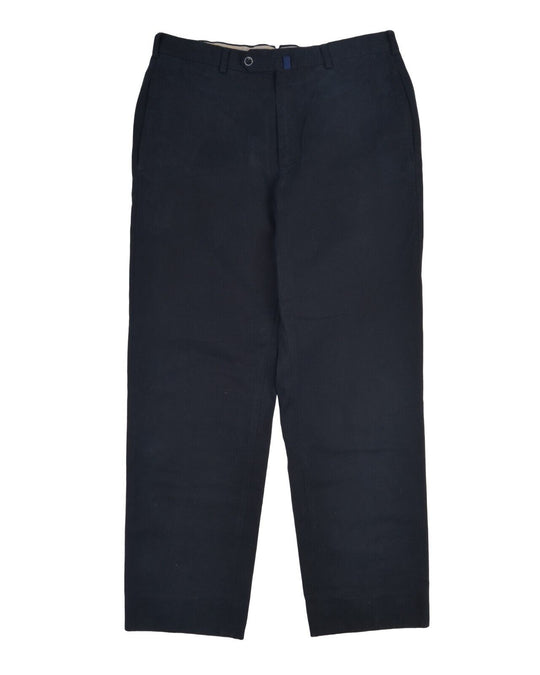 INCOTEX Dress Pants Navy Blue Moleskin Cotton Straight Leg Trousers Size 48 R