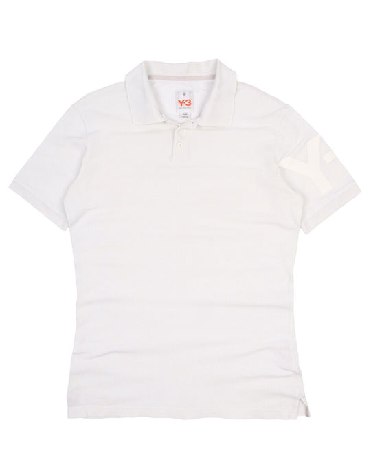 Men's ADIDAS x YOHJI YAMAMOTO Y-3 White Pique Cotton Polo Shirt Size M