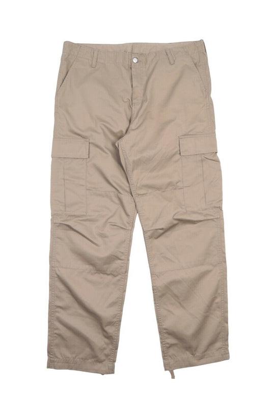 Men's CARHARTT Beige Cotton Polyester Military Cargo Pants Trousers Size 38