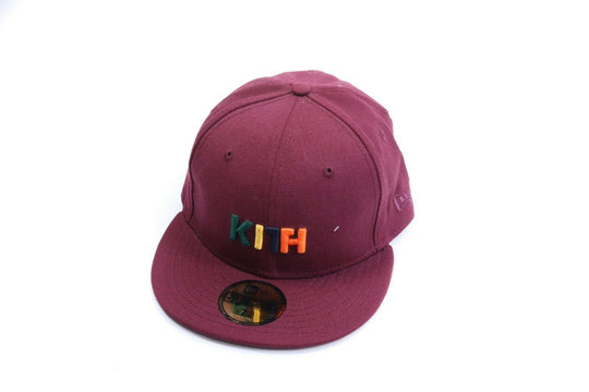 KITH x New Era 59 Fifty Burgundy 100% Wool Baseball Cap Size 7 1/4 , 57,7 cm