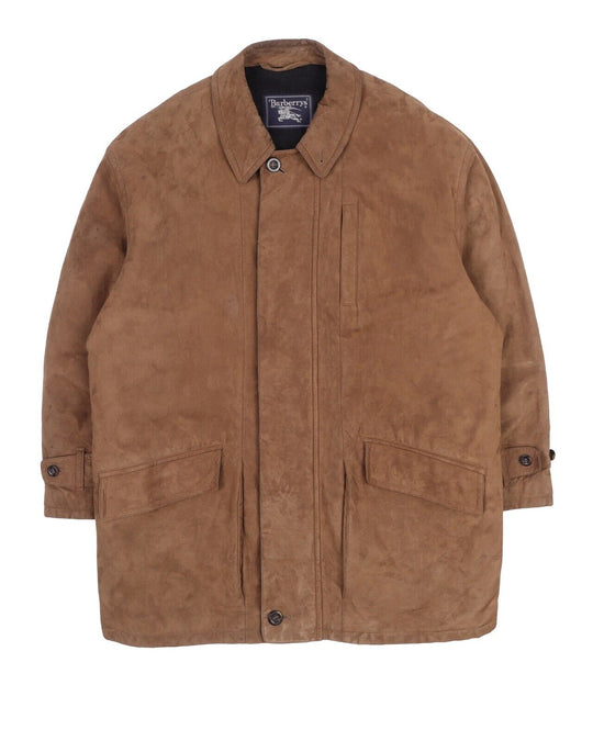 Men's Vintage BURBERRY'S  Brown Faux Suede Nova Check Lined Jacket Size 42 / 52
