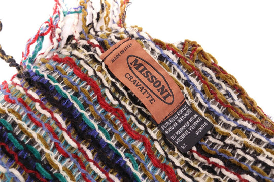 MISSONI Cravatte Italy Multicolored Fringe Crochet Scarf
