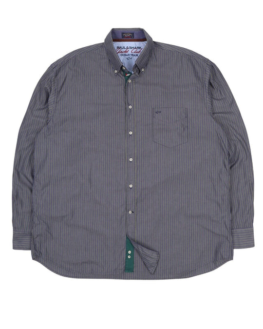 Men's PAUL & SHARK Recent Blue Striped Cotton Shirt Size 45 / XXXL