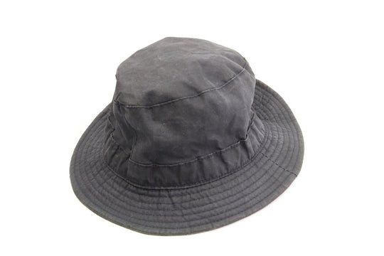 Vintage BURBERRY LONDON Blue Nova Check Wax Cotton  Bucket Hat One Size