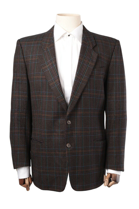 Men's Vintage HUGO BOSS Multicolor Ð¡heck Wool Tweed Blazer Size 52 EU 42 UK