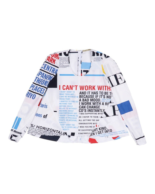 BALENCIAGA Long Sleeve Top White Slogan Womens Y2K Size 36