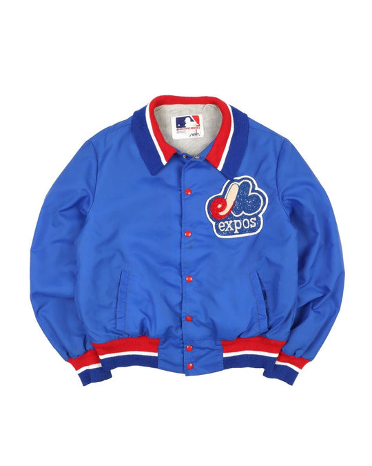 Vintage Expos SHAIN Major League Baseball Jacket  Blue Snap Men's Size ~ L