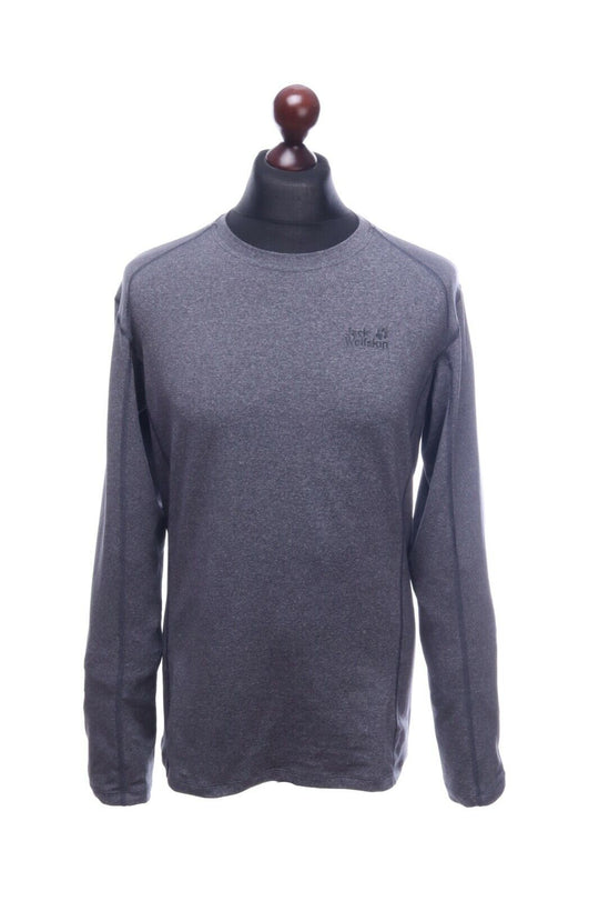 Men's JACK WOLFSKIN QMC Grey Crew Neck Sweater Longsleeve Jumper Size L