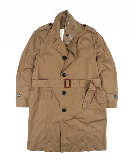 BURBERRY Trench Brown Check Collar Men's Belted Coat Size ~ L