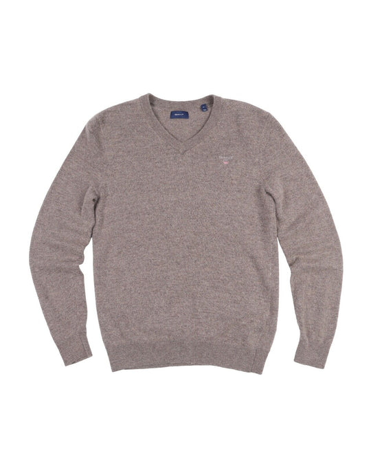 GANT Pullover V Neck Wool Brown Men's Jumper Size M