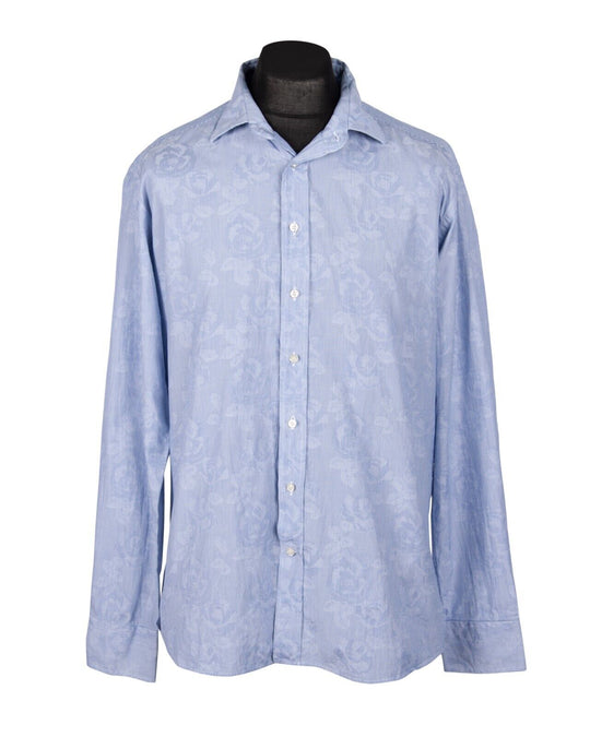 ETRO Shirt Blue Floral Paisley Cotton Men's Size 43