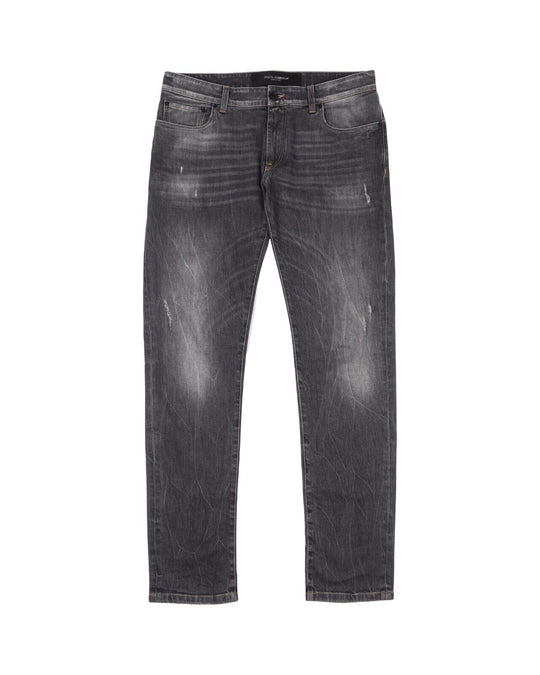 DOLCE & GABBANA Jeans Gray Faded Denim Cotton Men's Stretch Pants Size 50 / 34