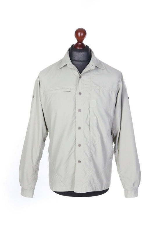Men's MOUNTAIN HARDWEAR Light Olive Nylon Blend Outdoor LS Shirt Size s