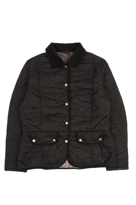 Women's BARBOUR Black Quilted Fleece Lined Jacket Size UK 14 US 10