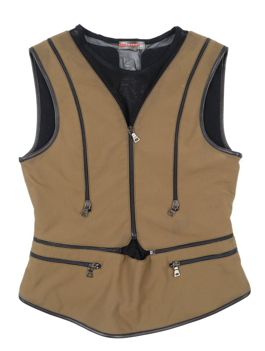 RARE Vintage PRADA Runway '99 Waistcoat Vest Olive Men's Sleeveless Size 50 / M