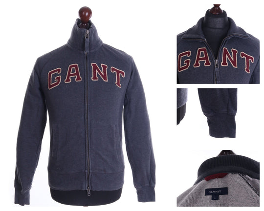 Men's GANT Grey Logo Full Zip Sweater Jumper Size s