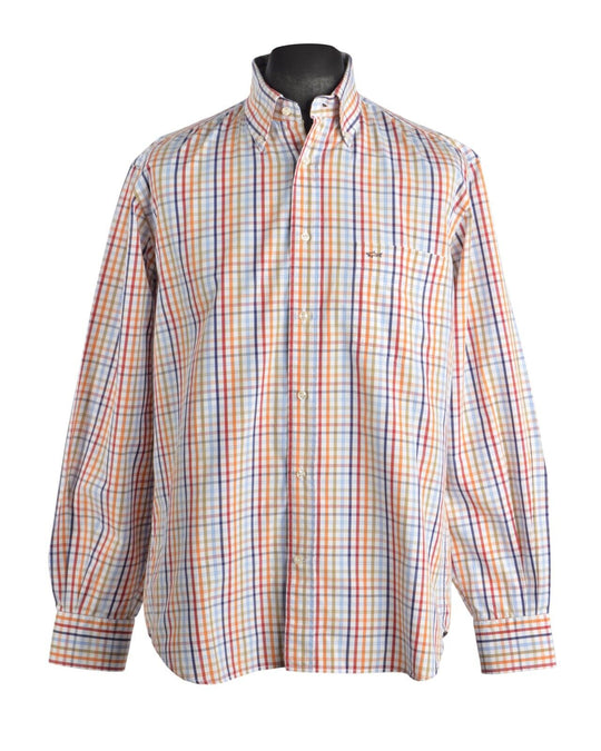 Men's PAUL & SHARK Multicolour Check Long Sleeve Shirt Size 41 / L