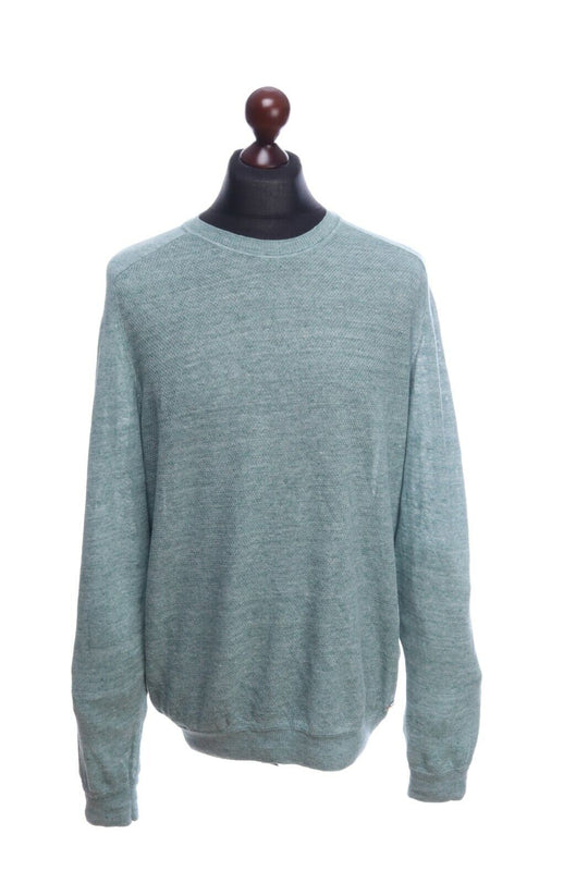 HUGO BOSS Mint Linen Crew Neck Long Sleeve Sweater Jumper Size XL