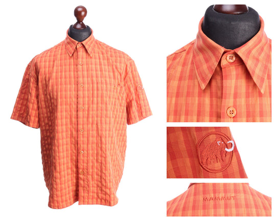 MAMMUT Orange Glen Check Short Sleeve Shirt Size L