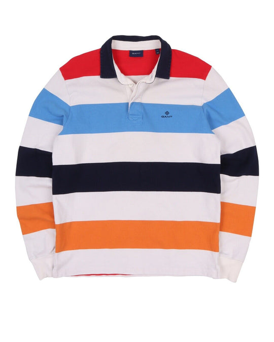 Men's GANT Red Cotton Polo Neck Longsleeve Rugby Jumper Size L
