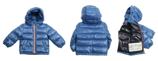 Kid's Unisex MONCLER Blue Down Puffer Jacket Size 9-12 Month