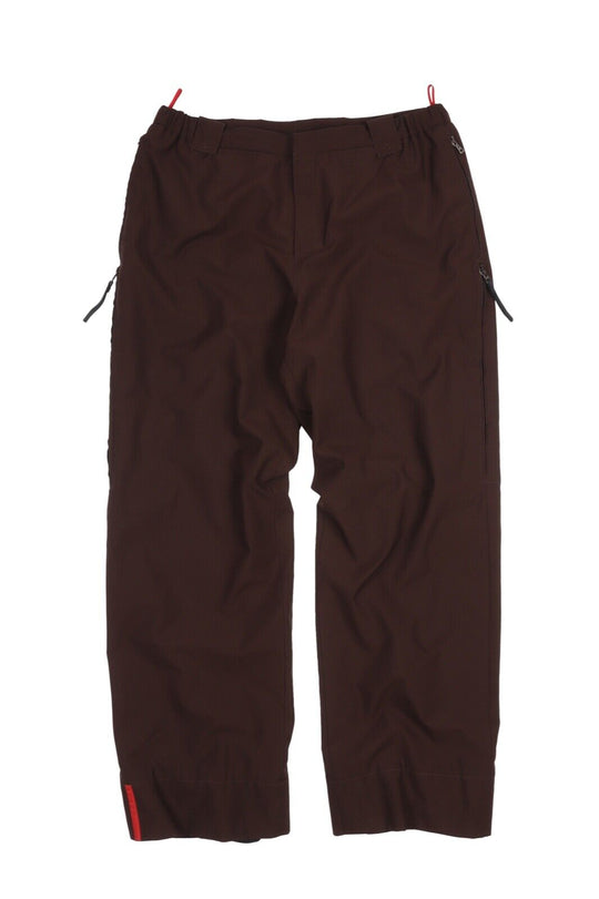 Men's Prada LUNA ROSSA Sport Red Tab Brown Nylon Ski Snow Pants Size 56 IT / XL