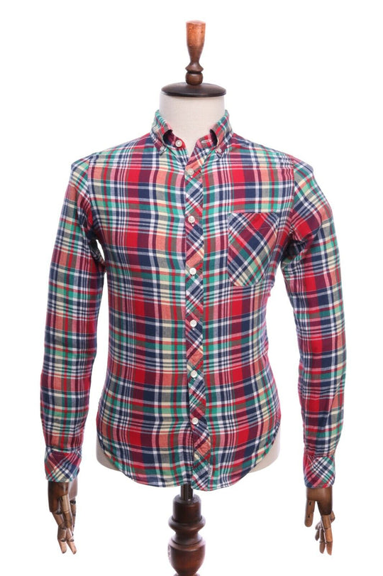 Men's WINGS + HORNS Japan Archive Multicolored Cotton Check Shirt Size XS