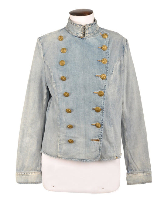 RALPH LAUREN DENIM SUPPLY Jacket Blue Jeans Double Breasted Womens Coat Size L